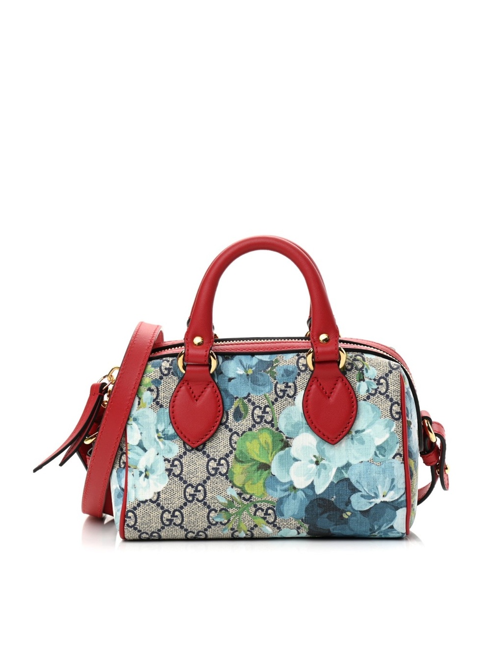 100% Auth Gucci GG Supreme Monogram Blooms Mini Blue Hibiscus Crossbody Bag